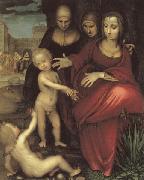 YANEZ DE LA ALMEDINA, Fernando St.Anne,the Virgin;St Elizabeth,St,john,and the Christ Child oil painting picture wholesale